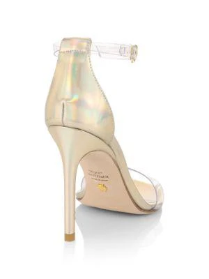 商品Stuart Weitzman|Nudistcurve Holographic Leather & PVC Sandals,价格¥949,第3张图片详细描述