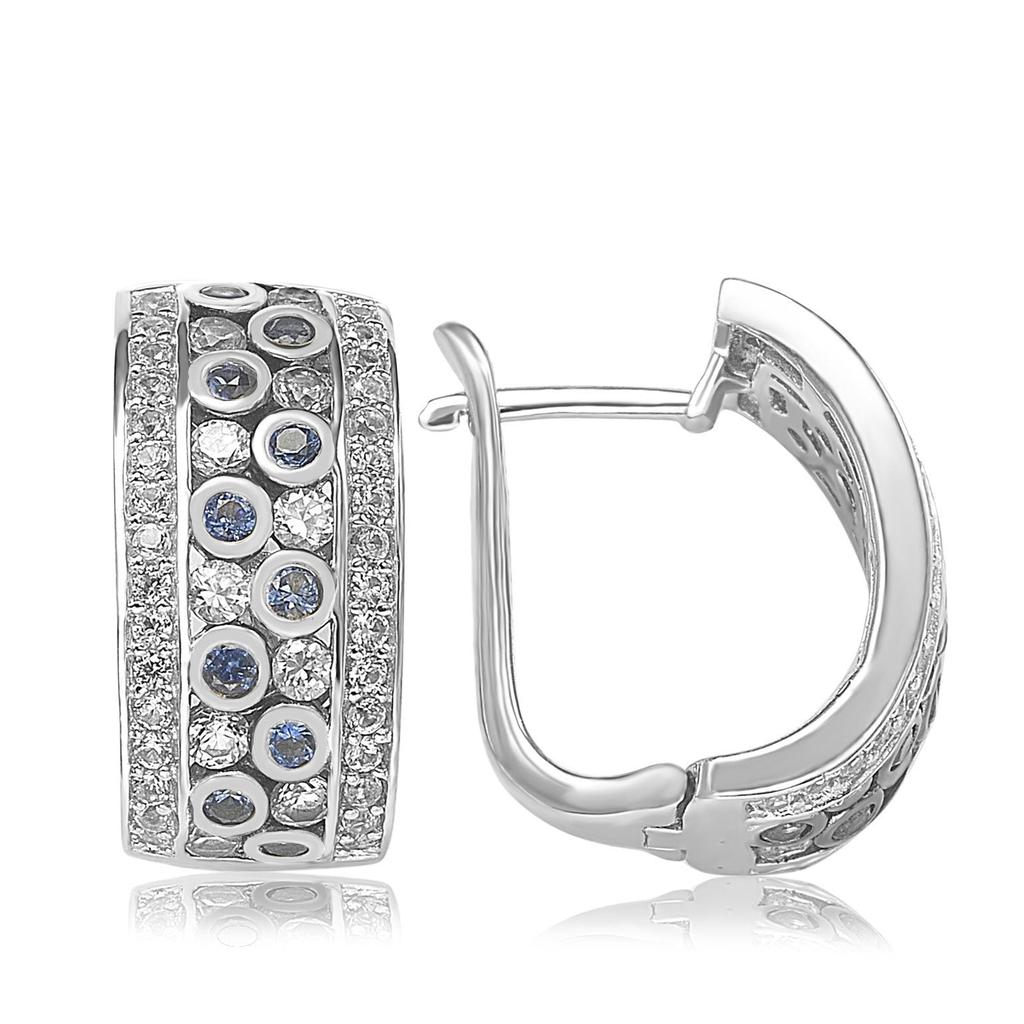 Suzy Levian Sapphire and Diamond in Sterling Silver Earring商品第1张图片规格展示