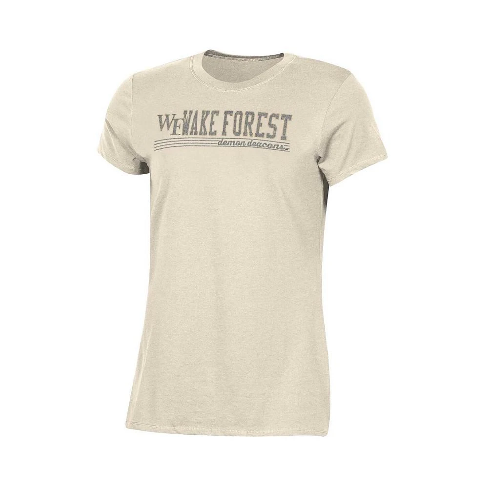 商品CHAMPION|Women's Cream Distressed Wake Forest Demon Deacons Classic T-shirt,价格¥222,第3张图片详细描述