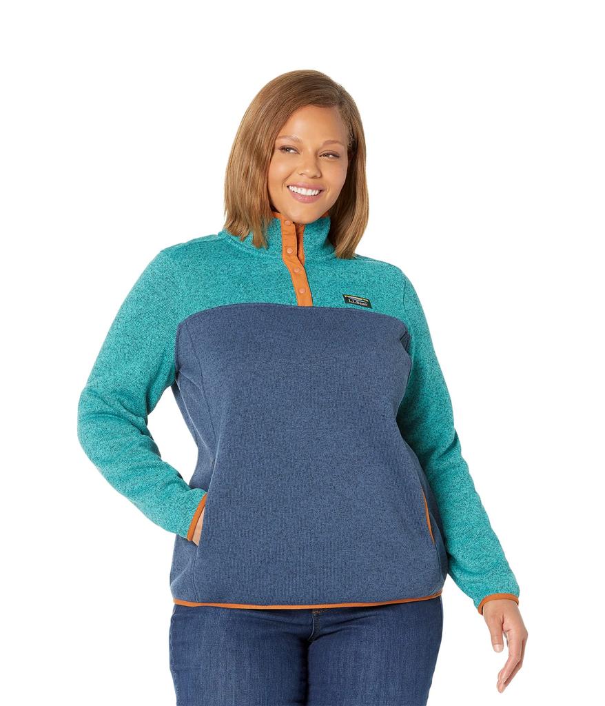 Plus Size Sweater Fleece Pullover Color-Block商品第1张图片规格展示