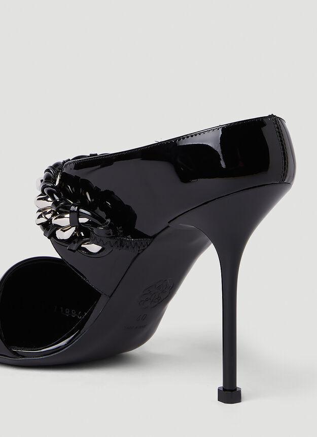 Punk Chain High Heel Mules in Black商品第6张图片规格展示