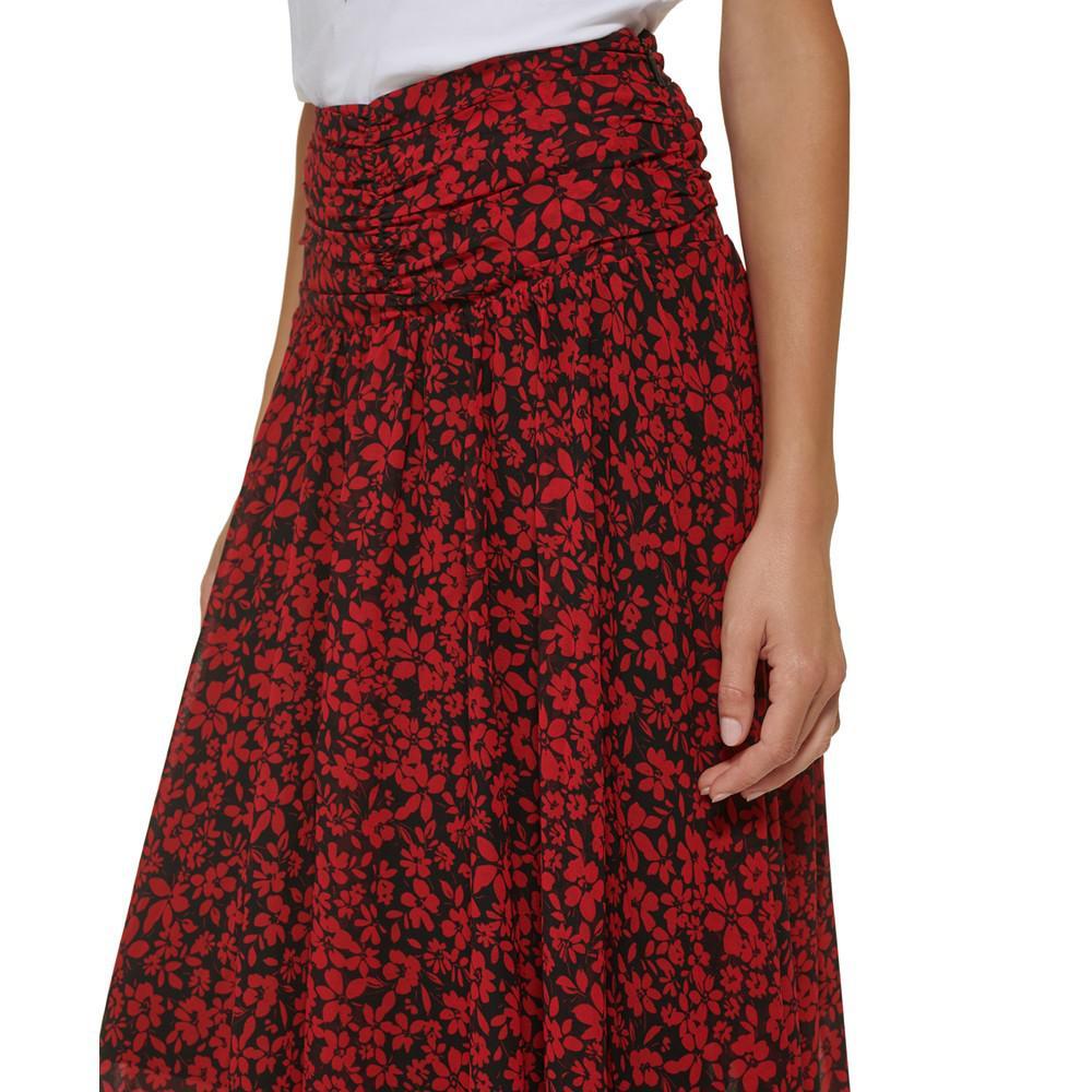 商品Karl Lagerfeld Paris|Women's Floral Ruched Handkerchief-Hem Midi Skirt,价格¥808,第7张图片详细描述