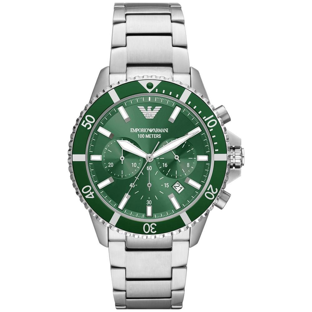 商品Emporio Armani|Men's Chronograph Stainless Steel Bracelet Watch 43mm,价格¥2568,第1张图片