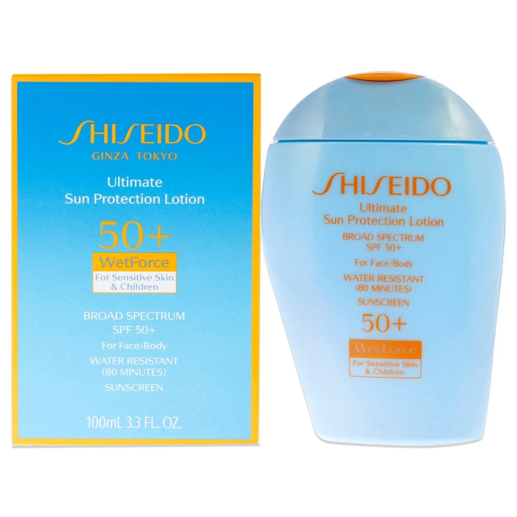 商品Shiseido|Ultimate Sun Protection Lotion WetForce SPF 50 for Sensitive Skin and Children by Shiseido for Unisex - 3.3 oz Sunscreen,价格¥290,第1张图片