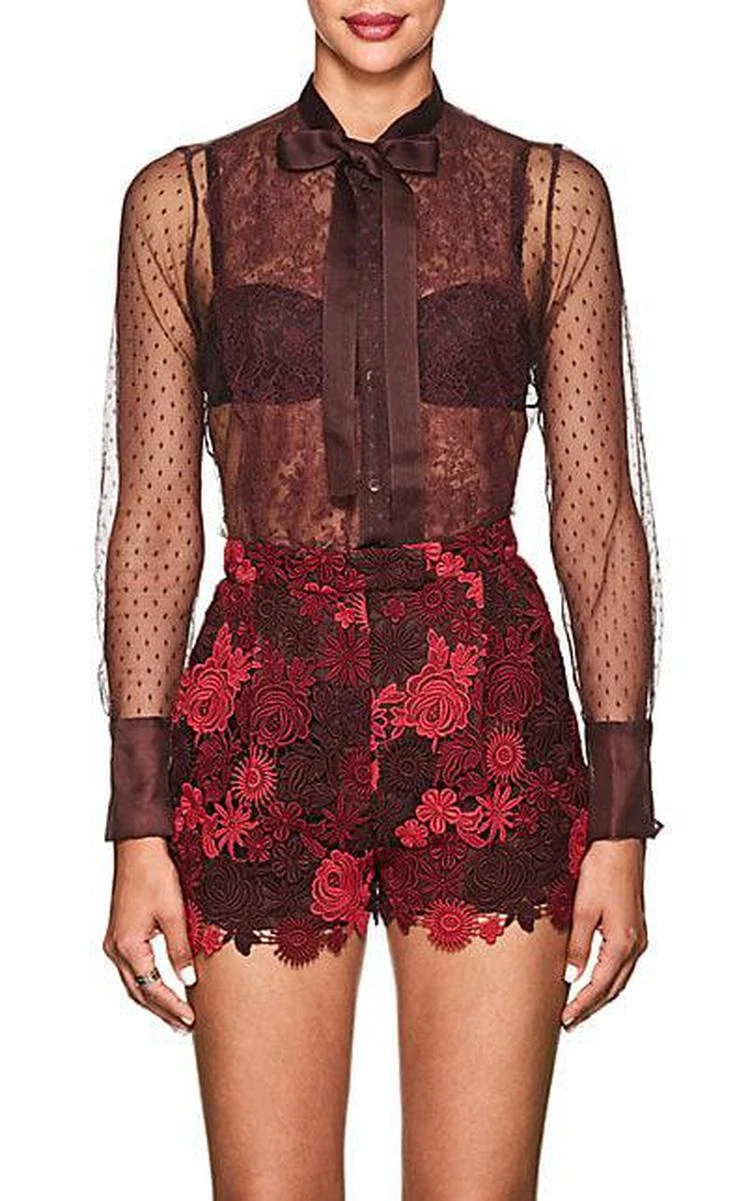 商品Valentino|Sheer Swiss Dot Blouse,价格¥3848,第1张图片