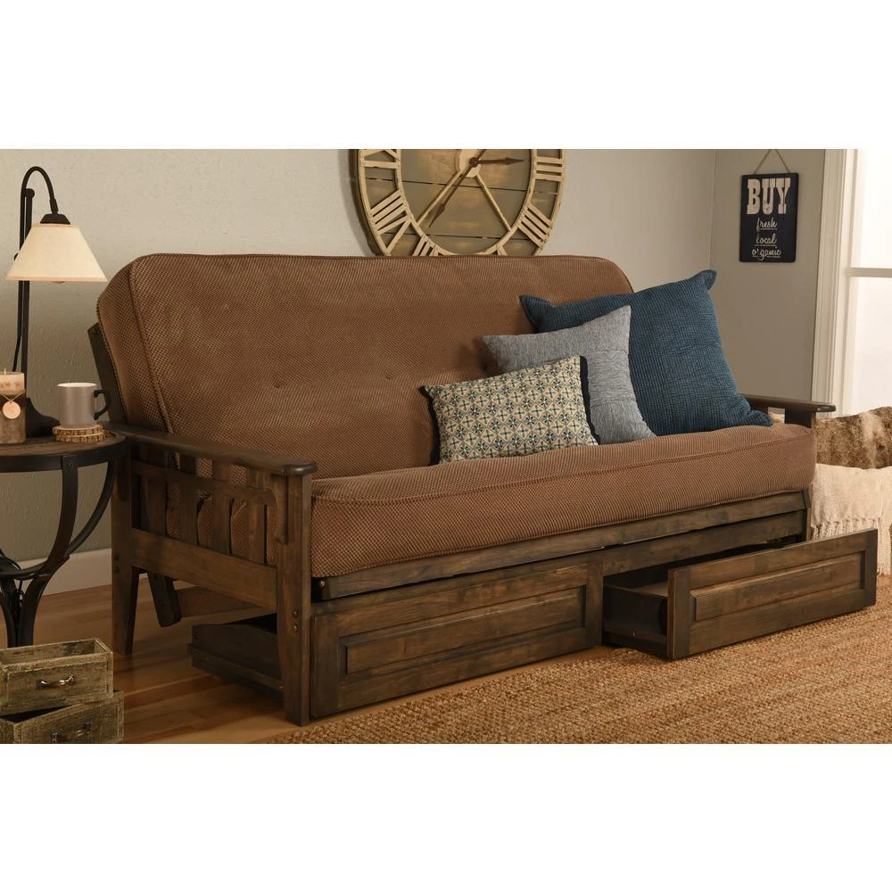 商品KODIAK|Tucson Frame-Rustic Walnut Finish-Marmont Mocha Mattress-Storage Drawers,价格¥8314,第2张图片详细描述