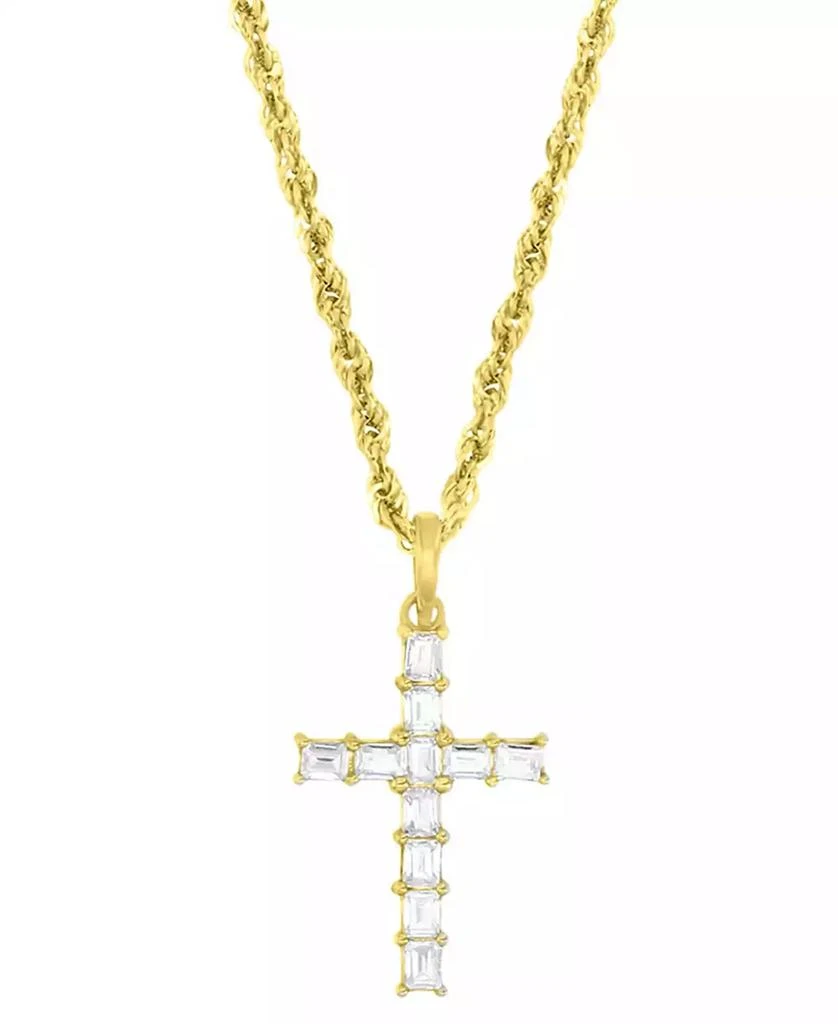 商品Macy's|Cubic Zirconia Baguette Cross 18" Pendant Necklace in 10k Gold,价格¥1445,第1张图片