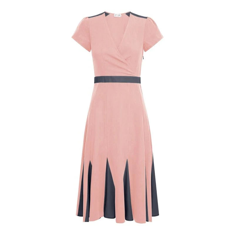 商品Deer You|Lillian Lushing Dress With Fluted Godet Skirt In Dusty Pink And Black AU 6,价格¥1341,第1张图片