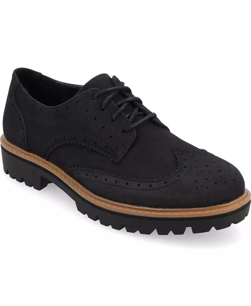 商品Journee Collection|Women's Claudiya Wingtip Oxford Lug Sole Flats,价格¥480,第1张图片