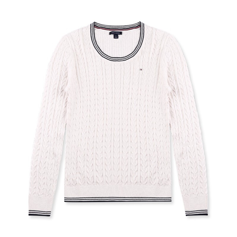 TOMMY HILFIGER 女士卡其色细麻花纹圆�领毛衫 76A6105-135 185.43元 商品图片