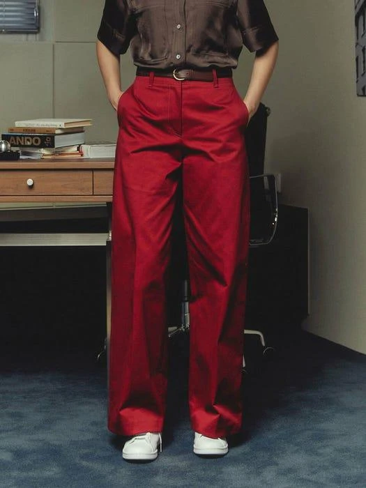 商品A.T.CORNER|Stitch Wide Long Pants Red (Aepa2f001r2),价格¥810,第2张图片详细描述