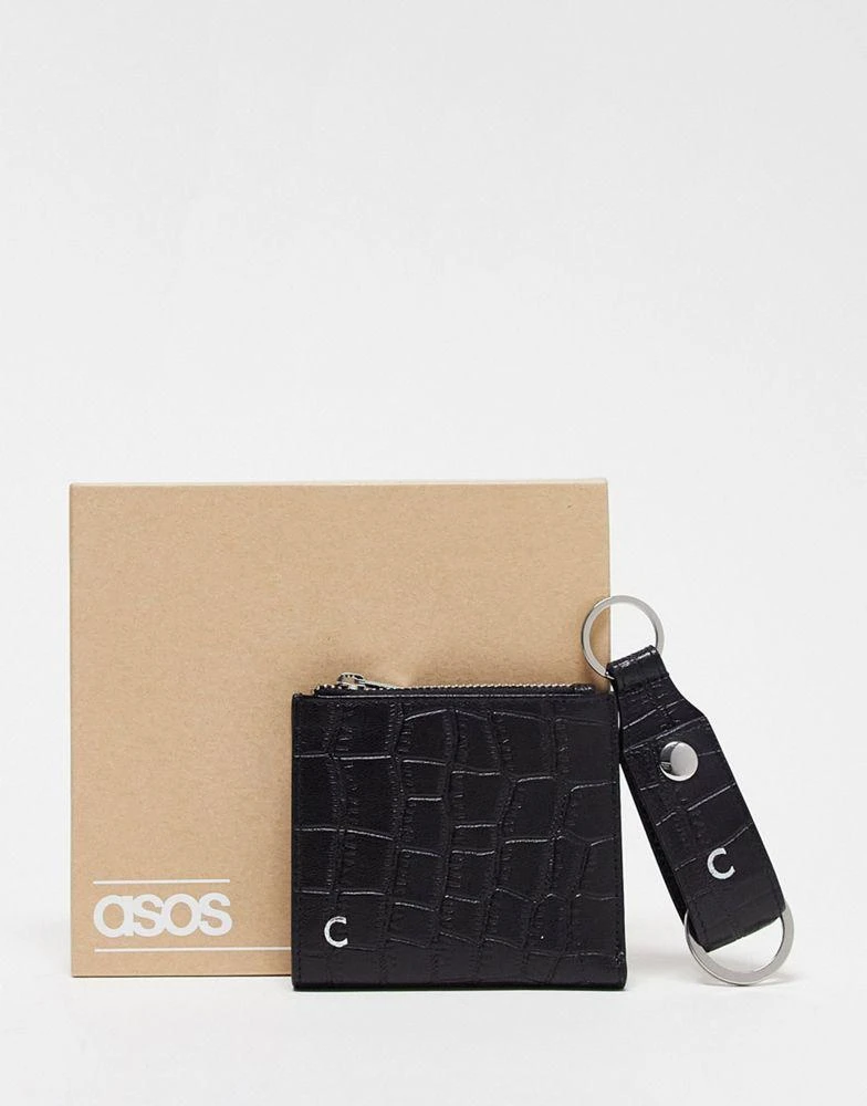 商品ASOS|ASOS DESIGN leather keyring and wallet set with C initial,价格¥102,第1张图片