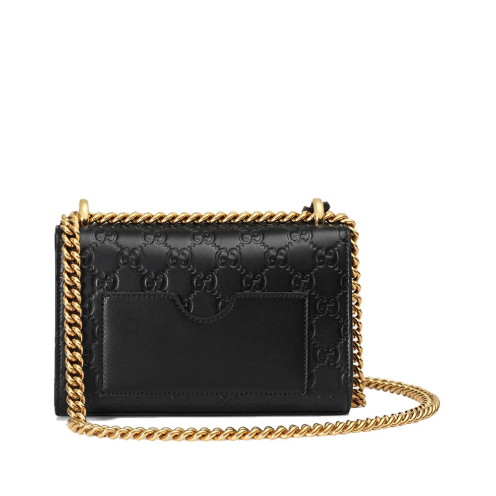 【王子文同款】GUCCI 古驰 女士黑色Padlock系列小号Gucci Signature皮革肩背包 409487-CWC1G-1000 商品