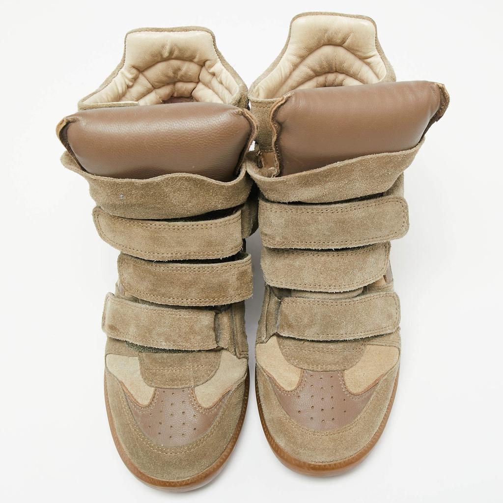 Isabel Marant Green Suede And Leather High Top Sneakers Size 38商品第3张图片规格展示