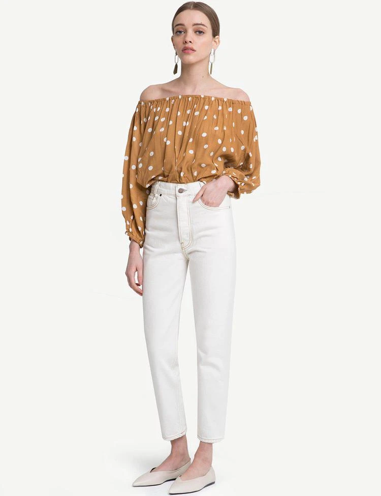 商品Pixie Market|Oaxaca Polka Dot Off The Shoulder Top,价格¥542,第2张图片详细描述