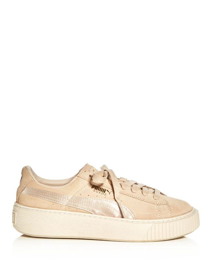 商品Puma|PUMA Women's Satin Stripe Platform Lace Up Sneakers,价格¥659,第2张图片详细描述