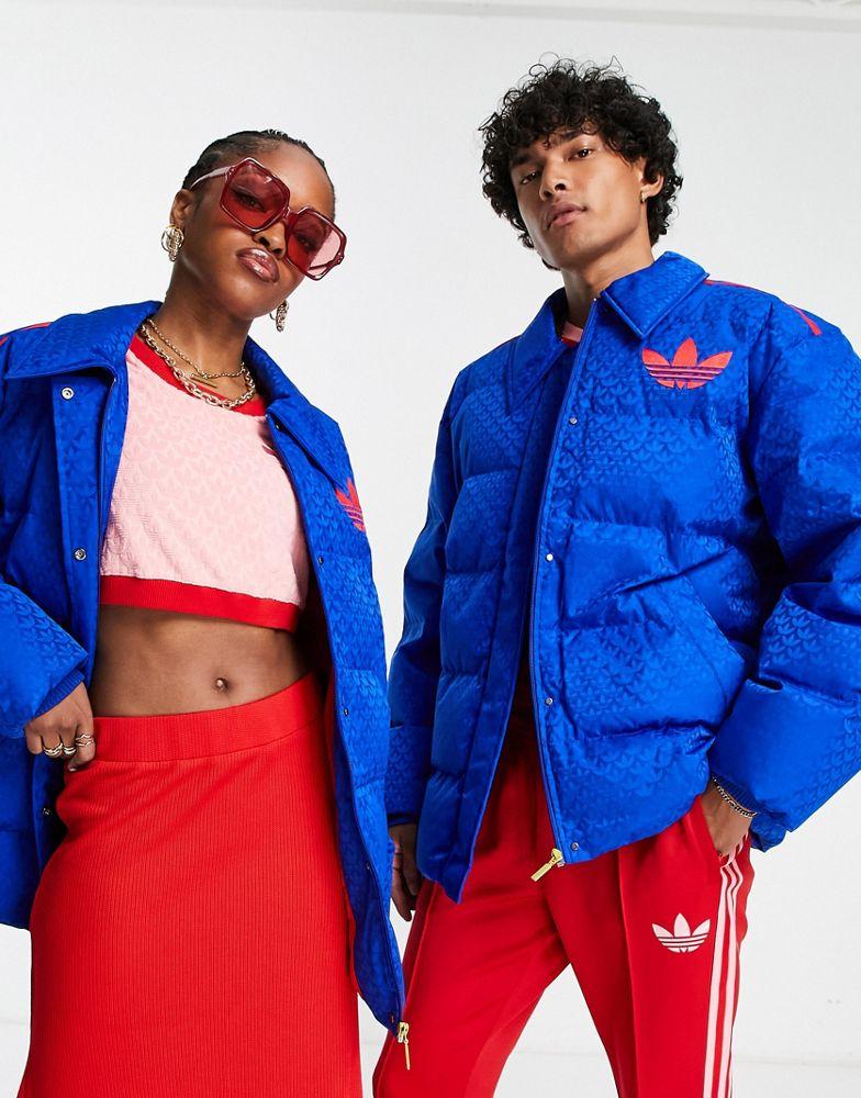 adidas Originals 'adicolor 70s' unisex monogram puffer in blue商品第1张图片规格展示