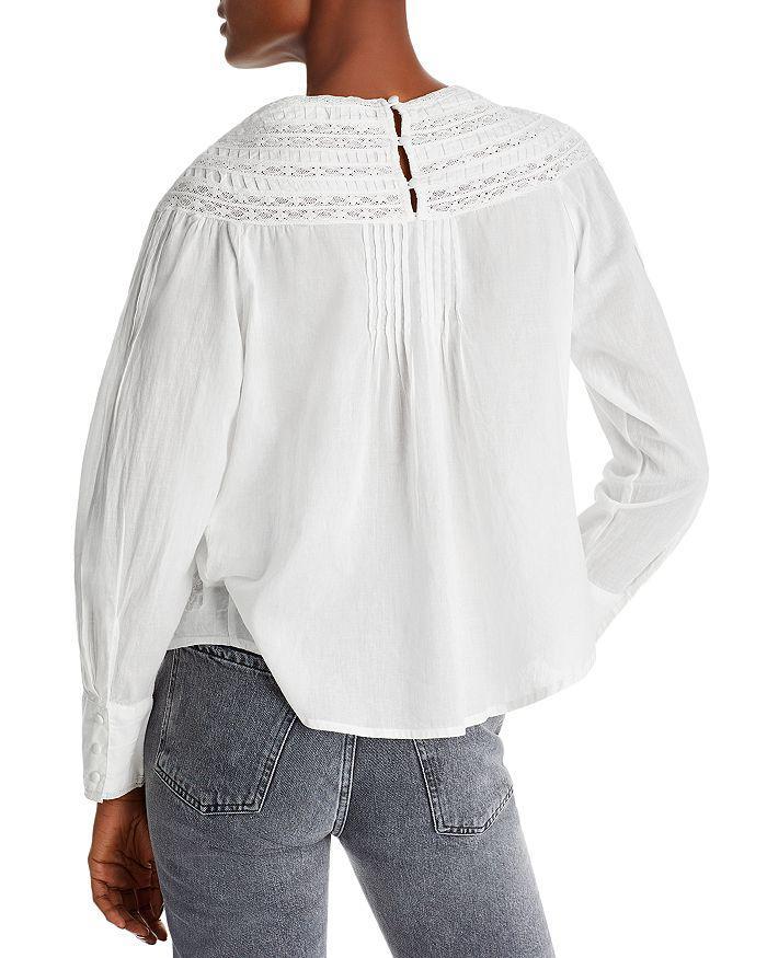 商品Rebecca Taylor|Cotton Lace & Pintuck Pleated Top,价格¥1367,第4张图片详细描述