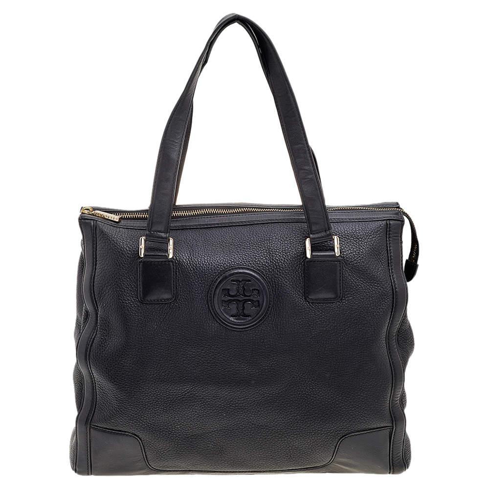 商品[二手商品] Tory Burch|Tory Burch Black Leather Top Zip Robinson Tote,价格¥2499,第1张图片