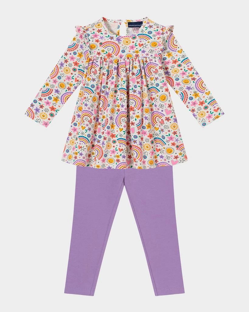 商品Andy & Evan|Rainbow-Print Babydoll Top W/ Legging Set, Size Nebworn-24M,价格¥453,第1张图片