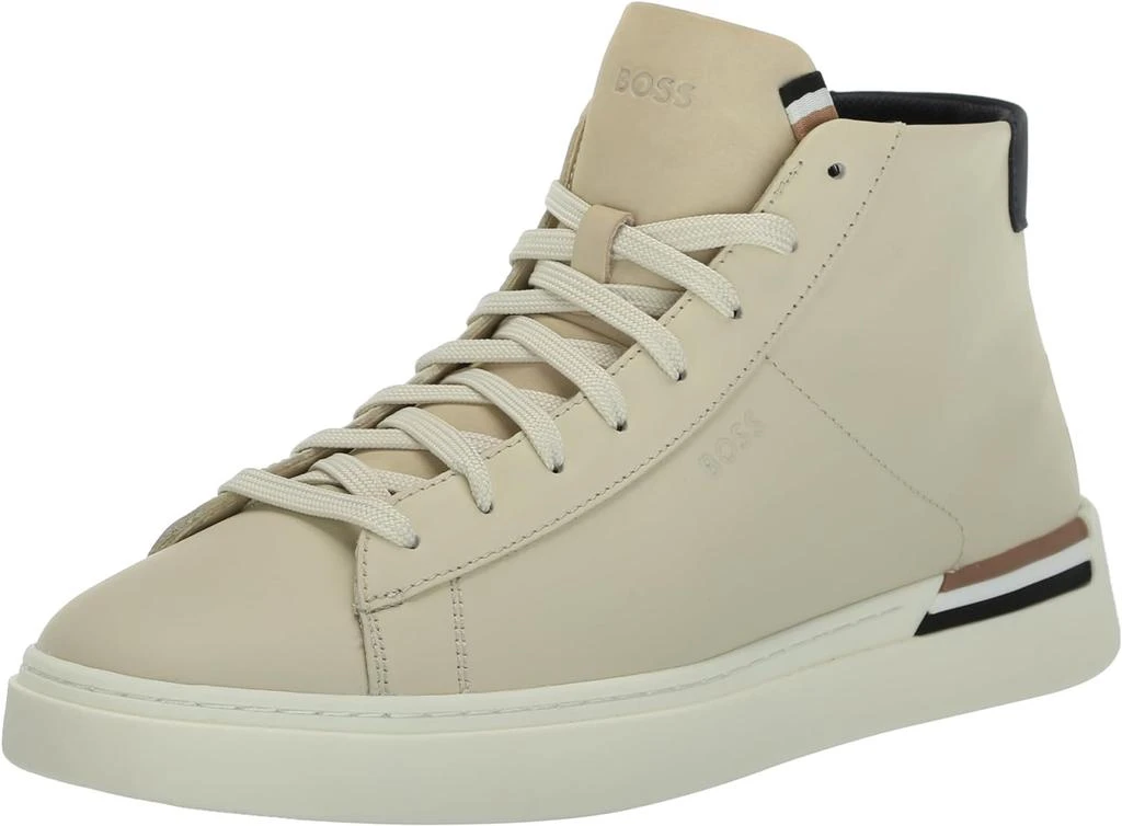 商品Hugo Boss|HUGO BOSS Men's Clint High Top Leather Sneaker Rubber Shoes Navajo Cream,价格¥1588,第2张图片详细描述