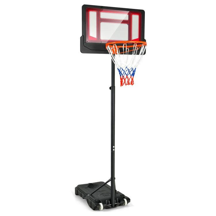 商品Hivvago|4.3-8.2 FT Portable Basketball Hoop with Adjustable Height and Wheels-Red,价格¥916,第1张图片