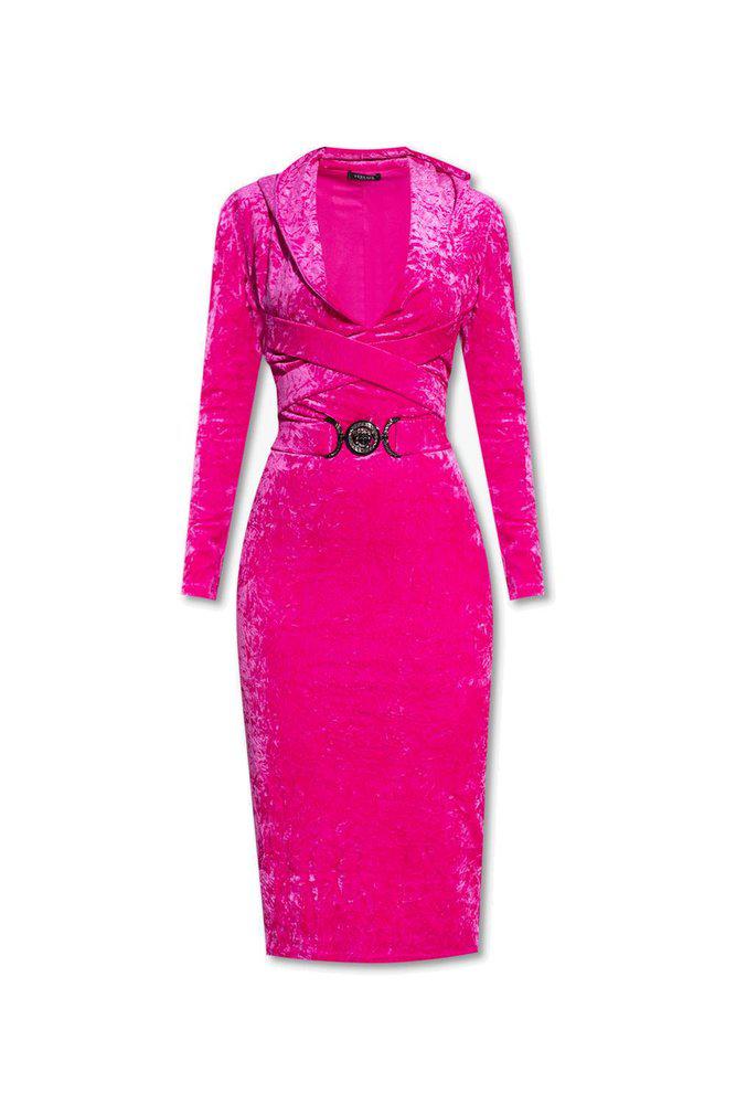 Versace Long Sleeved Velvet Hooded Dress商品第1张图片规格展示