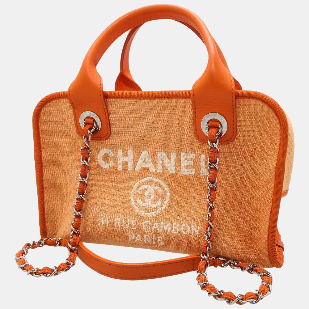 Chanel Orange Canvas Deauville Bowling Bag商品第1张图片规格展示