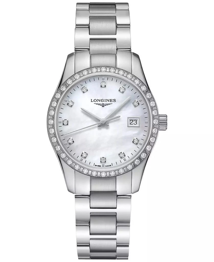 商品Longines|Women's Swiss Conquest Classic Diamond (5/8 ct. t.w.) Stainless Steel Bracelet Watch 34mm,价格¥22450,第1张图片