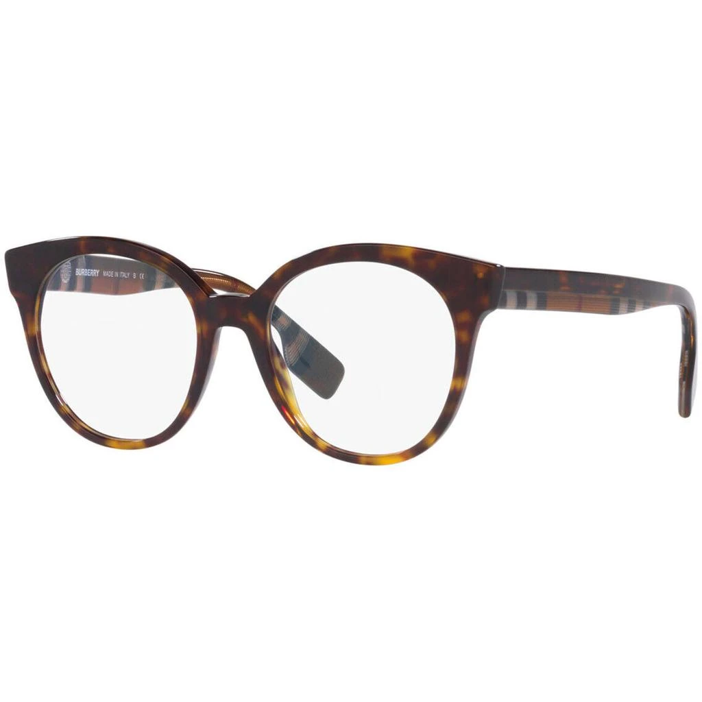 商品Burberry|Burberry Women's Eyeglasses - Dark Havana Acetate Round Frame Demo Lens | 2356 3991,价格¥954,第1张图片