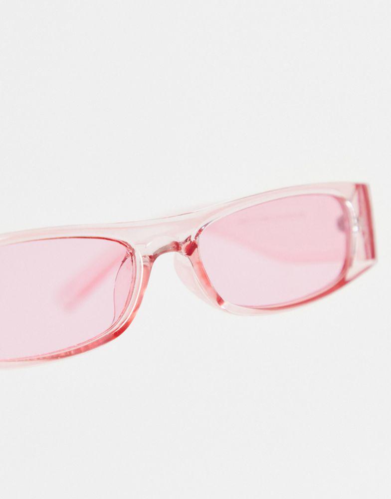 ASOS DESIGN 90's mini rectangle sunglasses in pink  - LPINK商品第4张图片规格展示