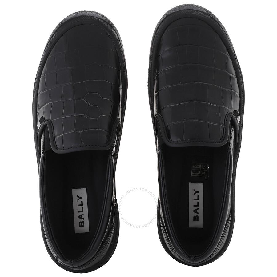 Bally Open Box - Bally Black Leory-Croc Embossed Slip-On