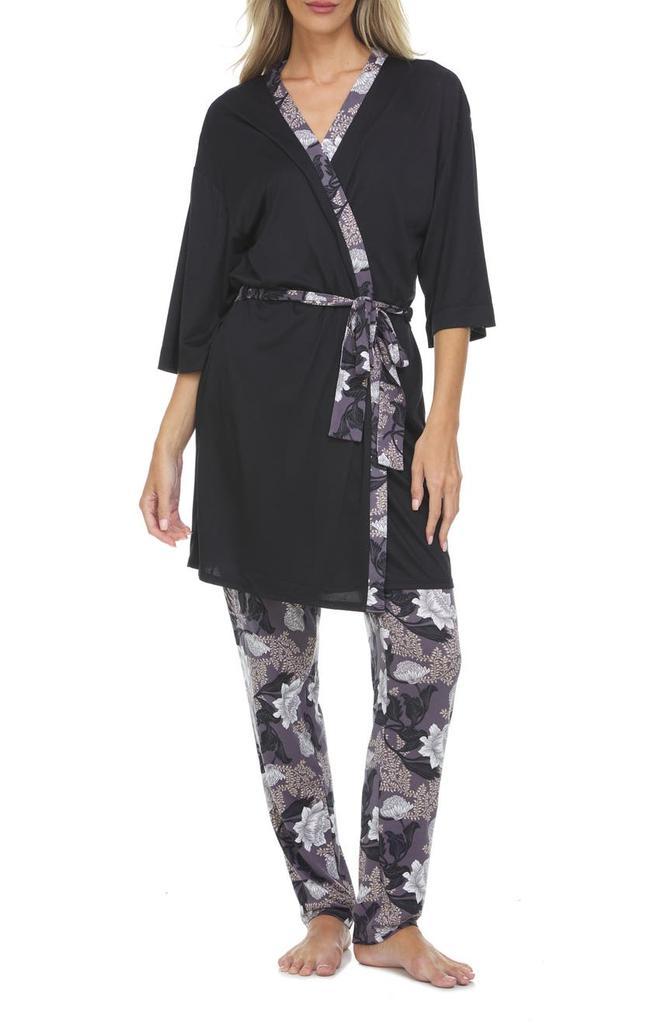商品Flora Nikrooz|Payton Robe, Tank Top, & Pants Travel 3-Piece Pajama Set,价格¥184,第1张图片