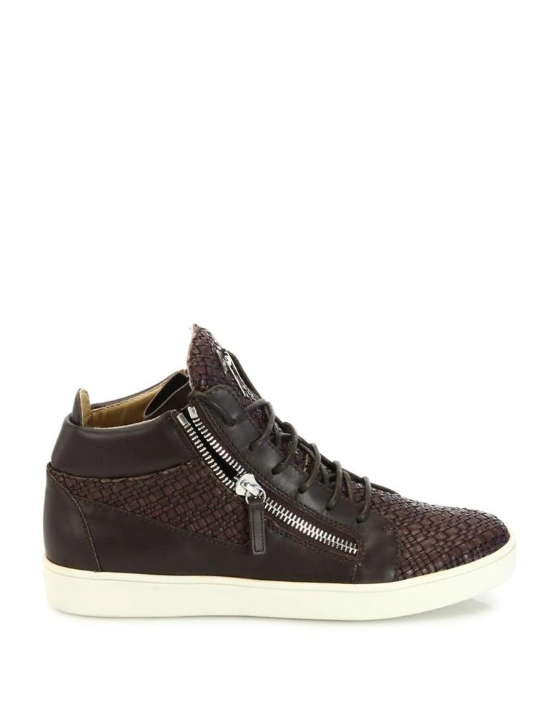 商品Giuseppe Zanotti|Woven Leather Mid-Top Sneakers,价格¥3731,第5张图片详细描述