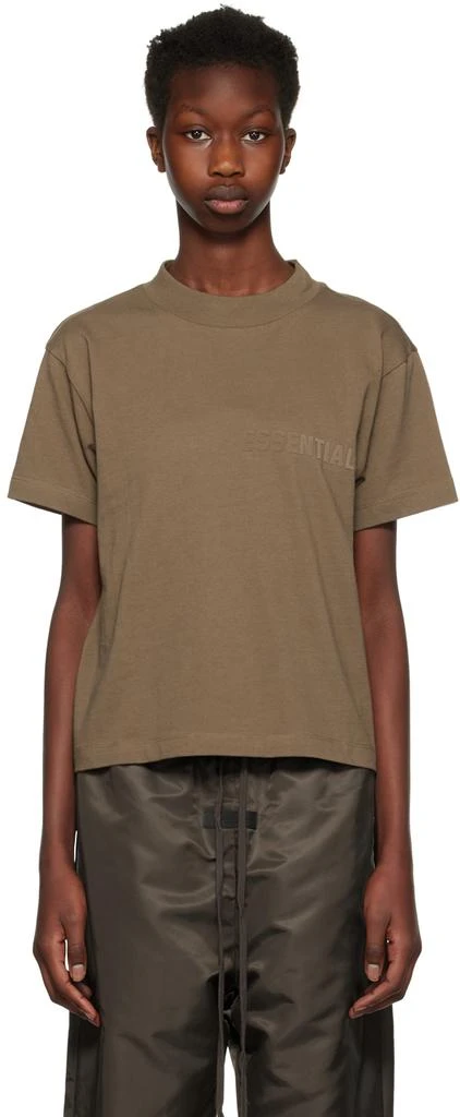 商品Essentials|Brown Flocked T-Shirt,价格¥241,第1张图片