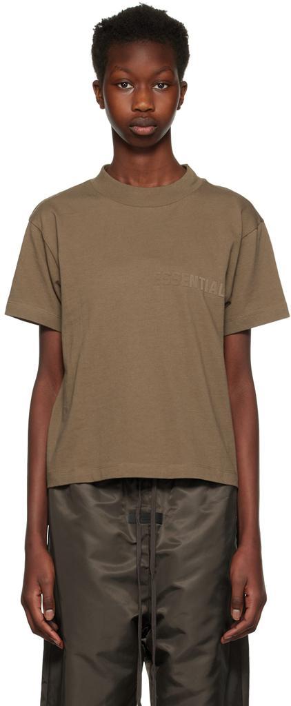 商品Essentials|Brown Flocked T-Shirt,价格¥304,第1张图片