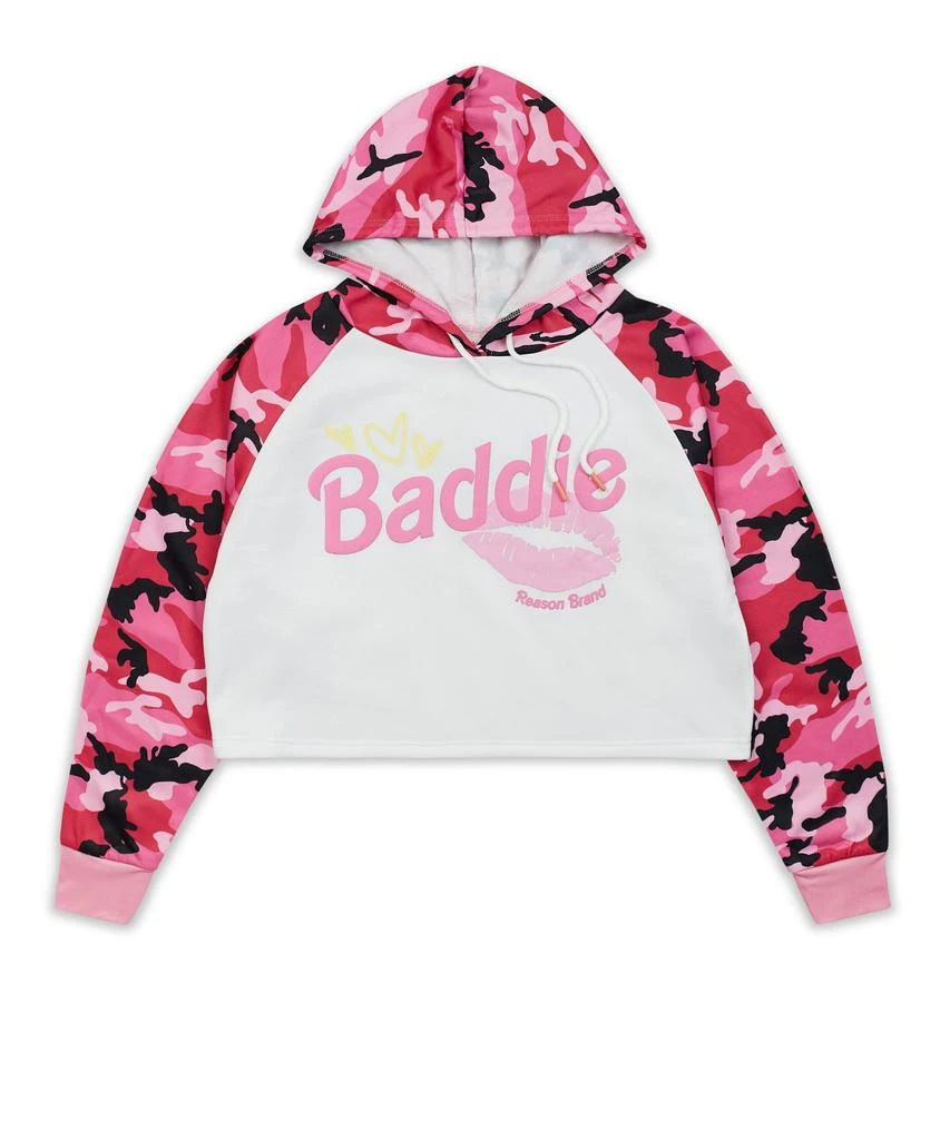 商品Reason Clothing|Womens Baddie Camo Crop Hoodie,价格¥74,第3张图片详细描述