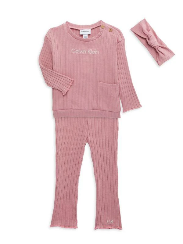 商品Calvin Klein|Baby Girl's 3-Piece Top, Leggings & Headband,价格¥203,第1张图片