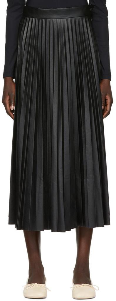 Black Pleated Midi Skirt商品第1张图片规格展示