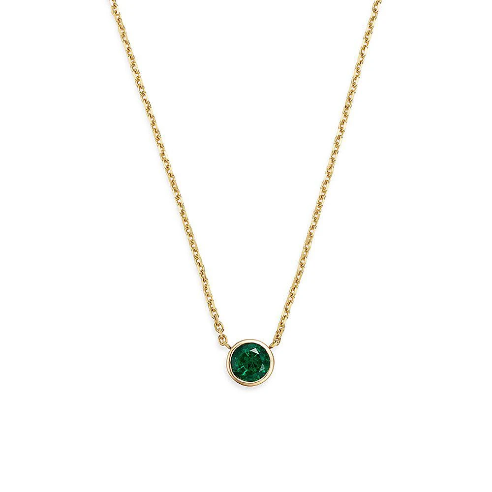 商品Bloomingdale's|Emerald Bezel Pendant Necklace in 14K Yellow Gold, 16" - Exclusive,价格¥11344,第1张图片