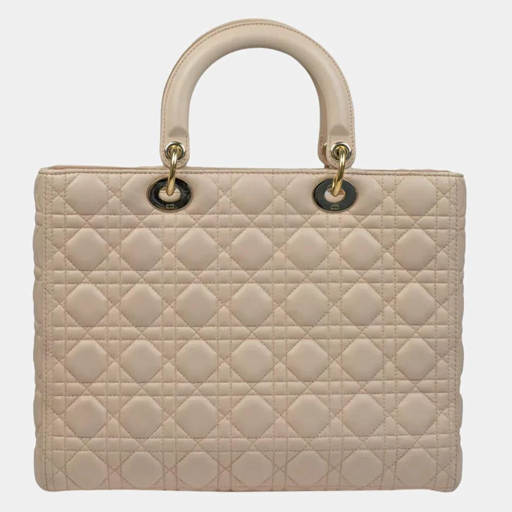商品[二手商品] Dior|Dior Beige Leather Lady Dior Large Tote Bag ,价格¥26628,第3张图片详细描述