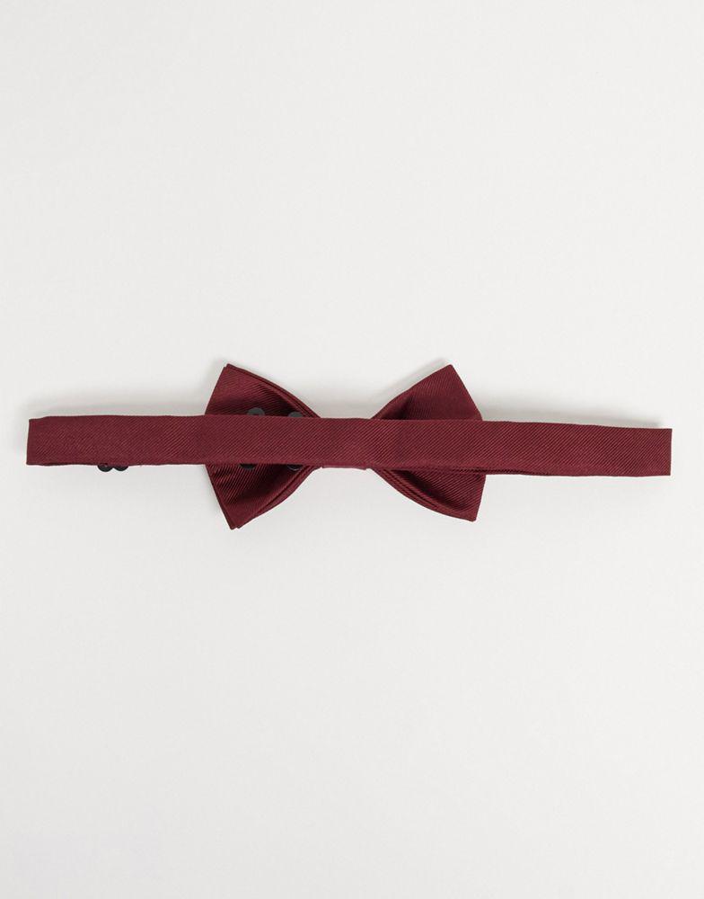 ASOS DESIGN satin bow tie in burgundy商品第3张图片规格展示