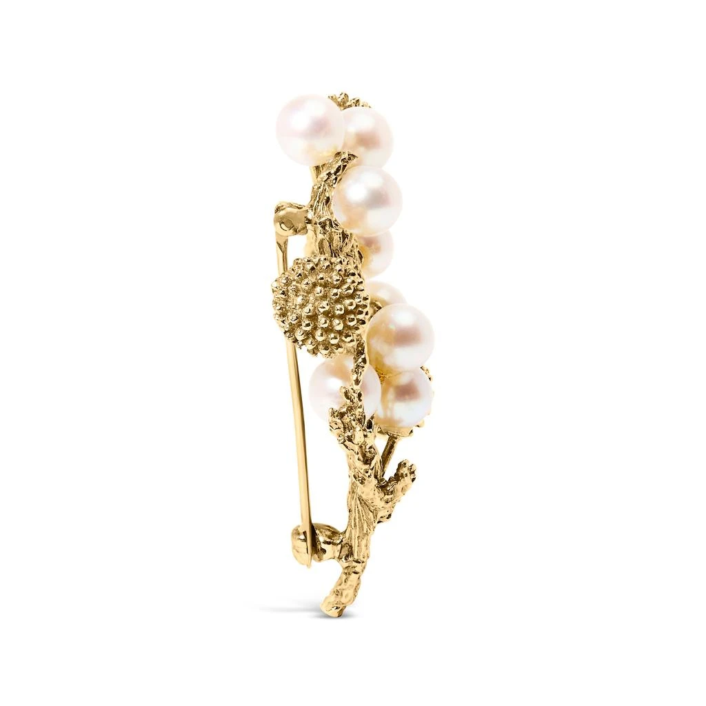 商品Haus of Brilliance|18K Yellow Gold Cultured Akoya Pearl Tree Branch Brooch Pin with Hammered Polish,价格¥25582,第3张图片详细描述