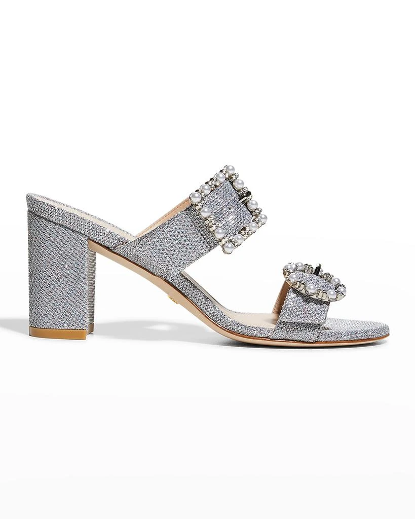 商品Stuart Weitzman|Pearly Buckle Dual-Band Slide Sandals,价格¥1855,第1张图片