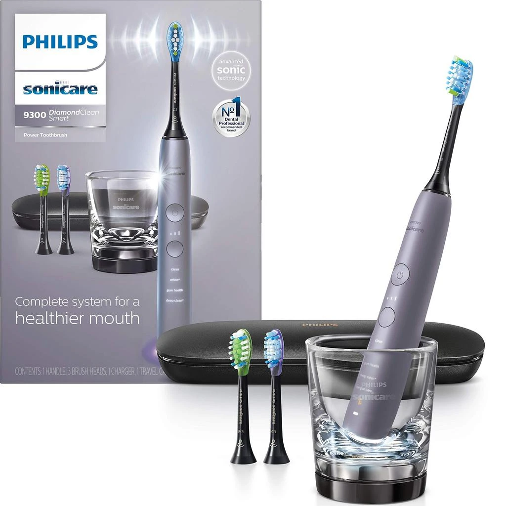 商品Philips Sonicare|Philips Sonicare DiamondClean Smart 9300 Rechargeable Electric Power Toothbrush, Grey, HX9903/41,价格¥1857,第1张图片