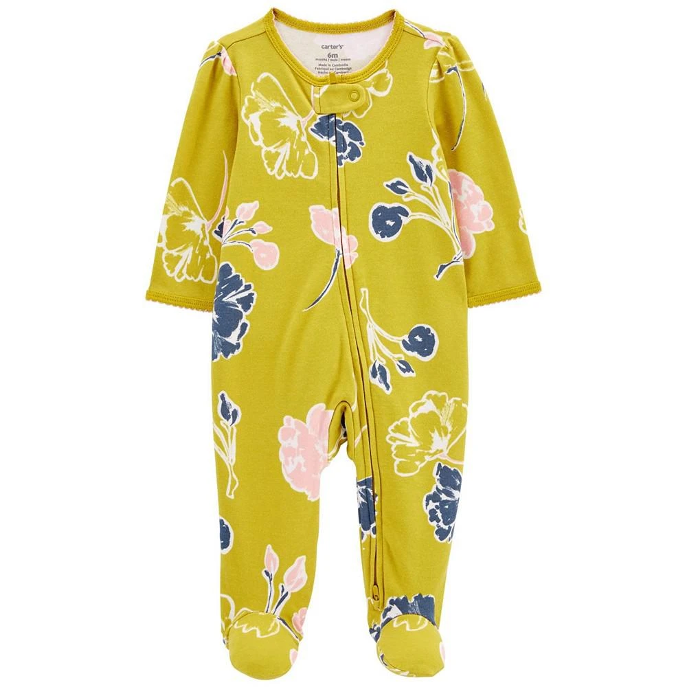 商品Carter's|Baby Girls Floral Zip Up Cotton Sleep and Play,价格¥134,第1张图片