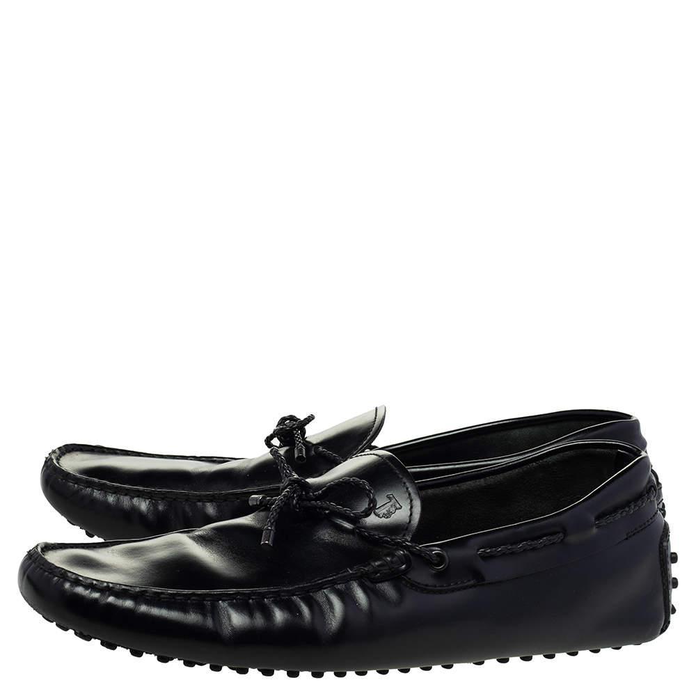 商品[二手商品] Tod's|Tod's Black Leather Bow Slip-On Loafers Size 44,价格¥1928,第6张图片详细描述