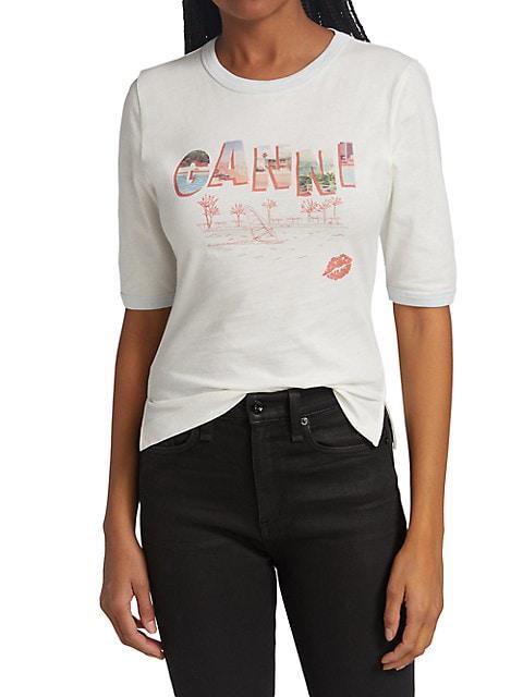 商品Ganni|Printed Cotton Jersey T-Shirt,价格¥476,第5张图片详细描述