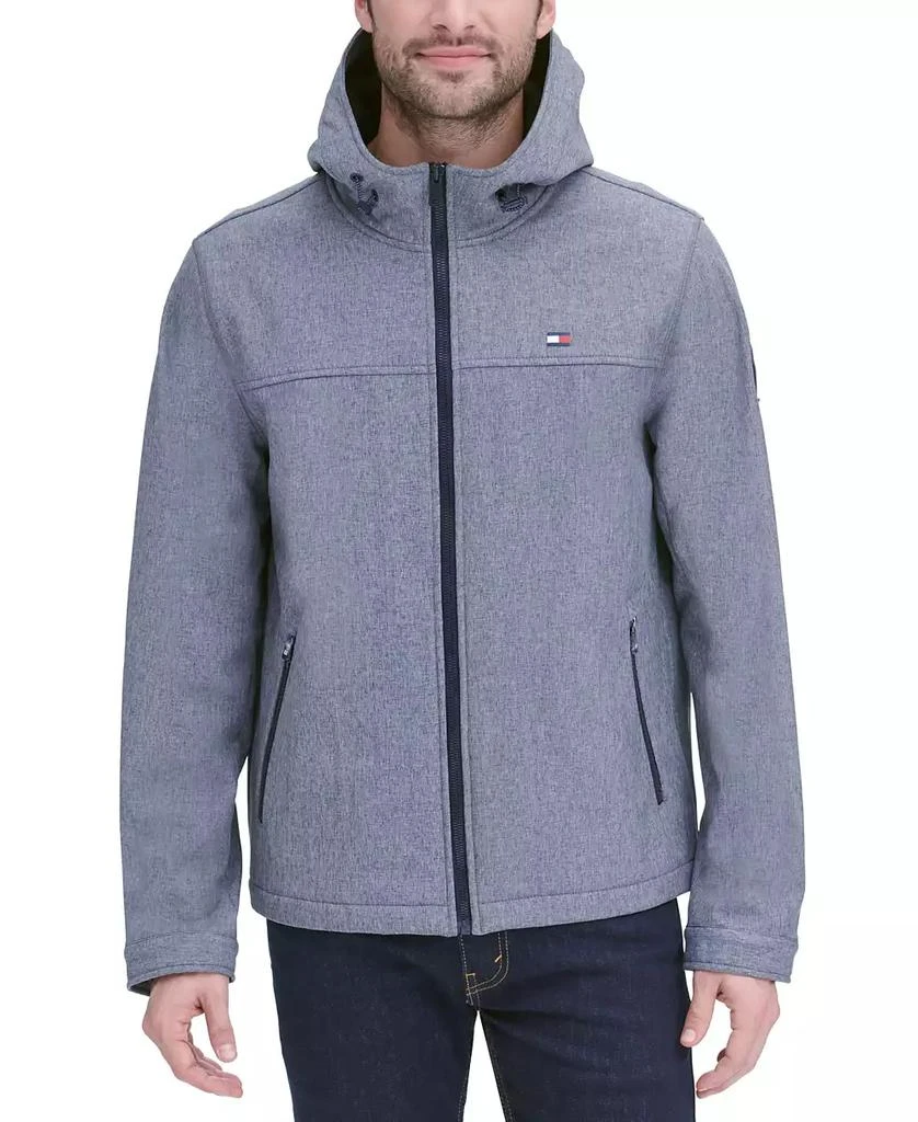 商品Tommy Hilfiger|男式logo图案连帽软壳夹克 防水面料,价格¥491,第3张图片详细描述