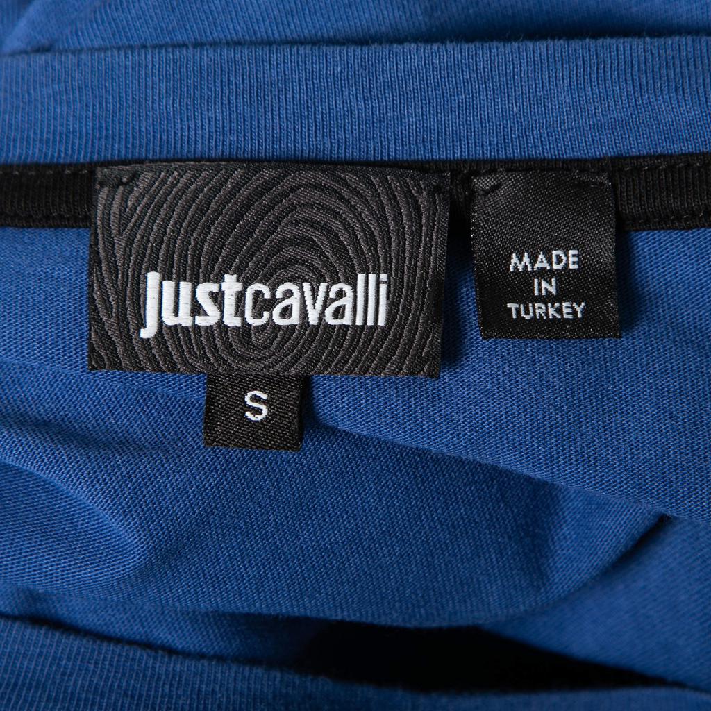 Just Cavalli Blue Lion Printed Cotton Short Sleeve T-Shirt S商品第4张图片规格展示